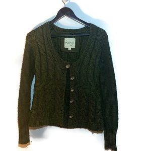 Kenji cardigan cable knit green medium